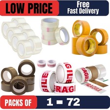 Clear Brown Parcel Tape Strong Packing Carton Sealing Tape 48mm x 66m 1 6 12 36