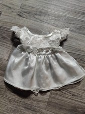 Build A Bear Wedding Dress White Lace Shoulder Short Sleeve Embroidered Design