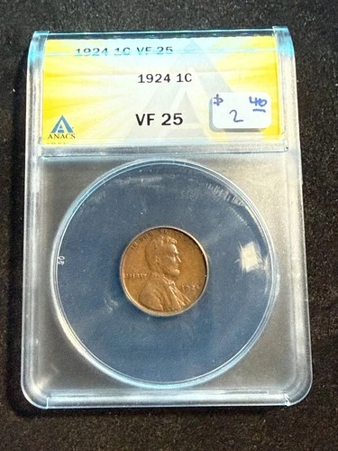 1924 LINCOLN WHEAT CENT ANACS VF 25 072