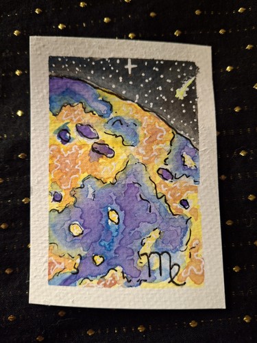ACEO Original - Zodiac Virgo Mercury - Watercolors on paper  - HallieWattsArt 