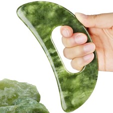 CekPo Jade Stone Gua Sha Massage Tool Large Guasha Board with 6.3 Inch, Green