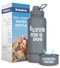 Dog Water Bottle for Dog Lovers - 32 oz Stainless Steel Double Wall Insulated...