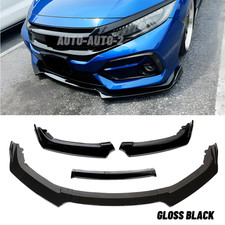 Glossy Black Front Bumper Splitter Spoiler Lip For 2016-2021 Honda Civic 3pcs