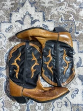 Dingo 17694 Caramel & Black Pointed Toe 12" Shaft Cowboy Western Boot Women 9M