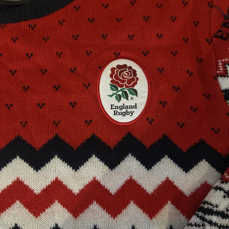 England Rugby Christmas Jumper Men's Medium English Rose - image 3 of 4