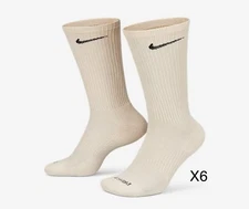 Nike Every Day Dri Fit Plus Cushioned Training Crew Linen Socks - Six Pairs