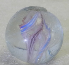 19781m Peewee .50 Inches Vintage German Handmade Divided Ribbon Swirl Marble