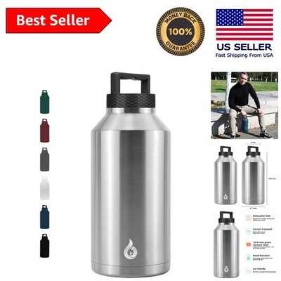 Half Gallon Water Bottle - 64 oz Stainless Steel, Cold for 24 Hours