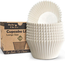 100Pcs Jumbo Cupcake Liners for Baking, White Jumbo Muffin Liners, Greaseproof P