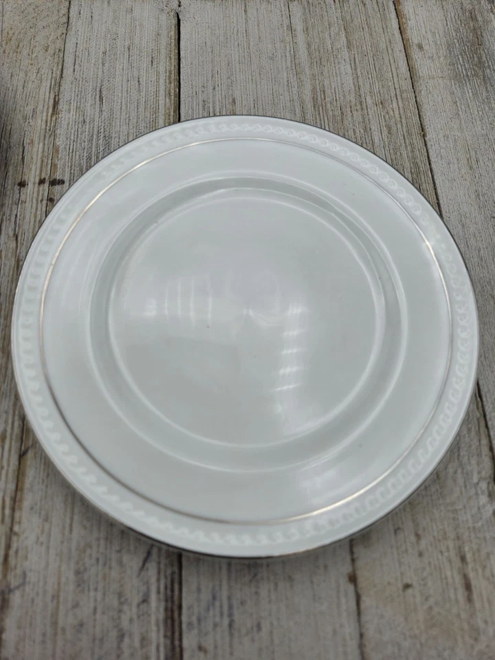 Gibson Elite White Hobnail silver Cup and Saucer set Beaded Replacement Set Of 3 - Image 4 of 4