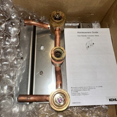 Kohler K-410-K-NA Rough In Valve Double Handle Wall Mounted Bathroom Faucet NEW