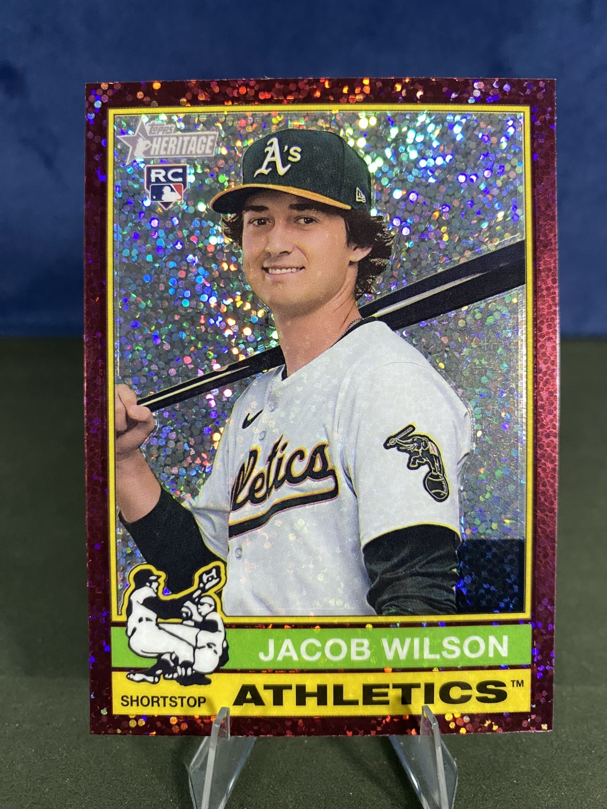 2025 Topps Heritage - Jacob Wilson #15 Chrome Burgundy Sparkle Refractor (RC)