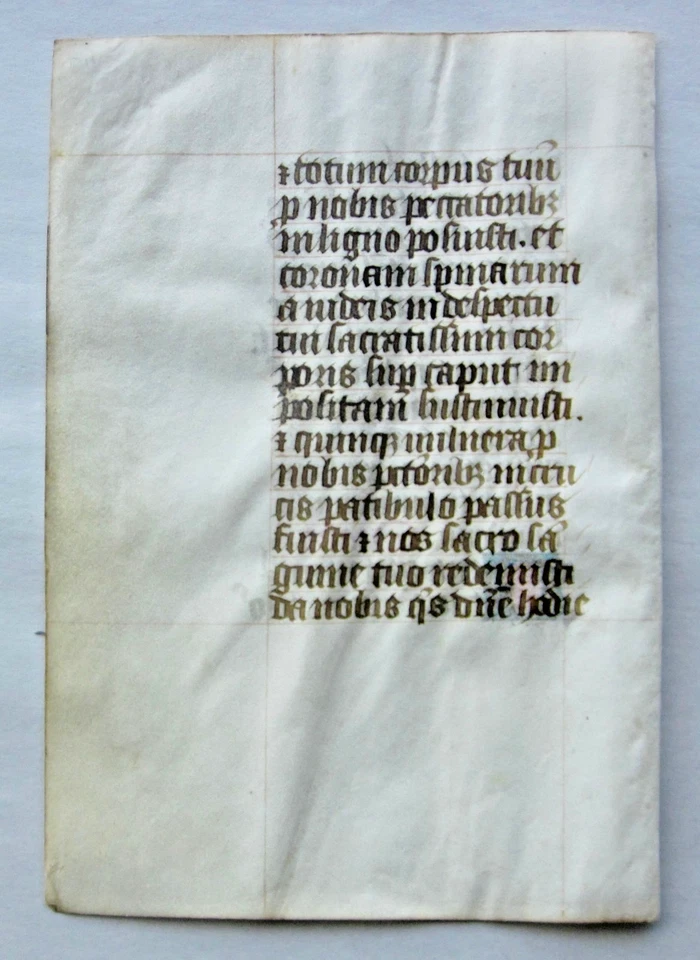 Ca.1470 illuminated BoH.manuscript leaf,Latin,1 large gold initials,France - Image 2 of 2