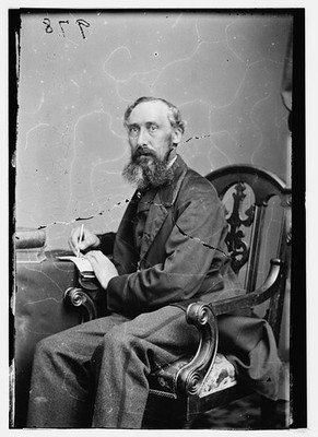 Photo:Jno. E. Large 1860s Portrait Man Seated Writing Beard