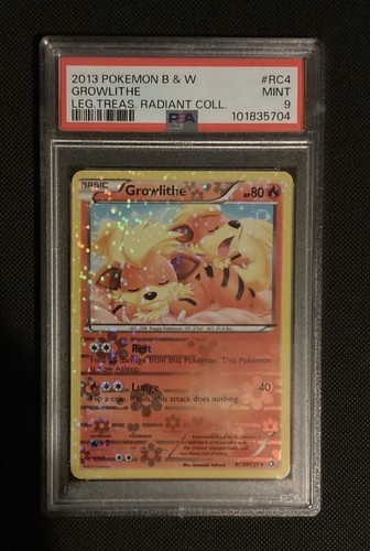 PSA 9 Growlithe #RC4 - Pokemon 2013 B&W Legendary Treasures Radiant Collection - Picture 1 of 10
