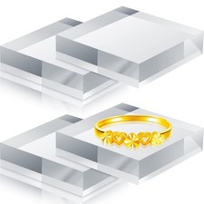 4 Pieces 4 x 4 x 1 Inches Acrylic Block for Display, Polished Cubes Clear Ris...