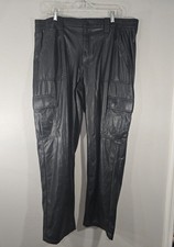 American Eagle Faux Leather Cargo Pants Black Stretch Size 18 Regular grunge AB