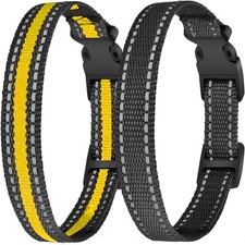 2-Pack Dog Training Collar Replacement Nylon Straps, Black Yellow