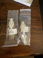 RALPH LAUREN Silver Plated Polo Teddy Bear Children  s Fork  Spoon Pair