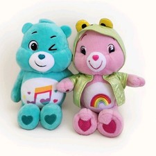 Lot 2 Care Bears Harmony Bear Cheer Bear 9" Plush 2009 2022 Raincoat