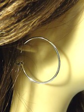 1.5 INCH HOOP EARRINGS SILVER TONE SIMPLE thin HOOP EARRINGS