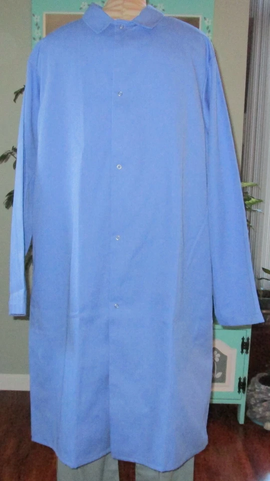 Best Medical L/S Lab Coat Gown Snaps & Side vents 44" Length Sizes L to 5X Blue - Image 2 of 4