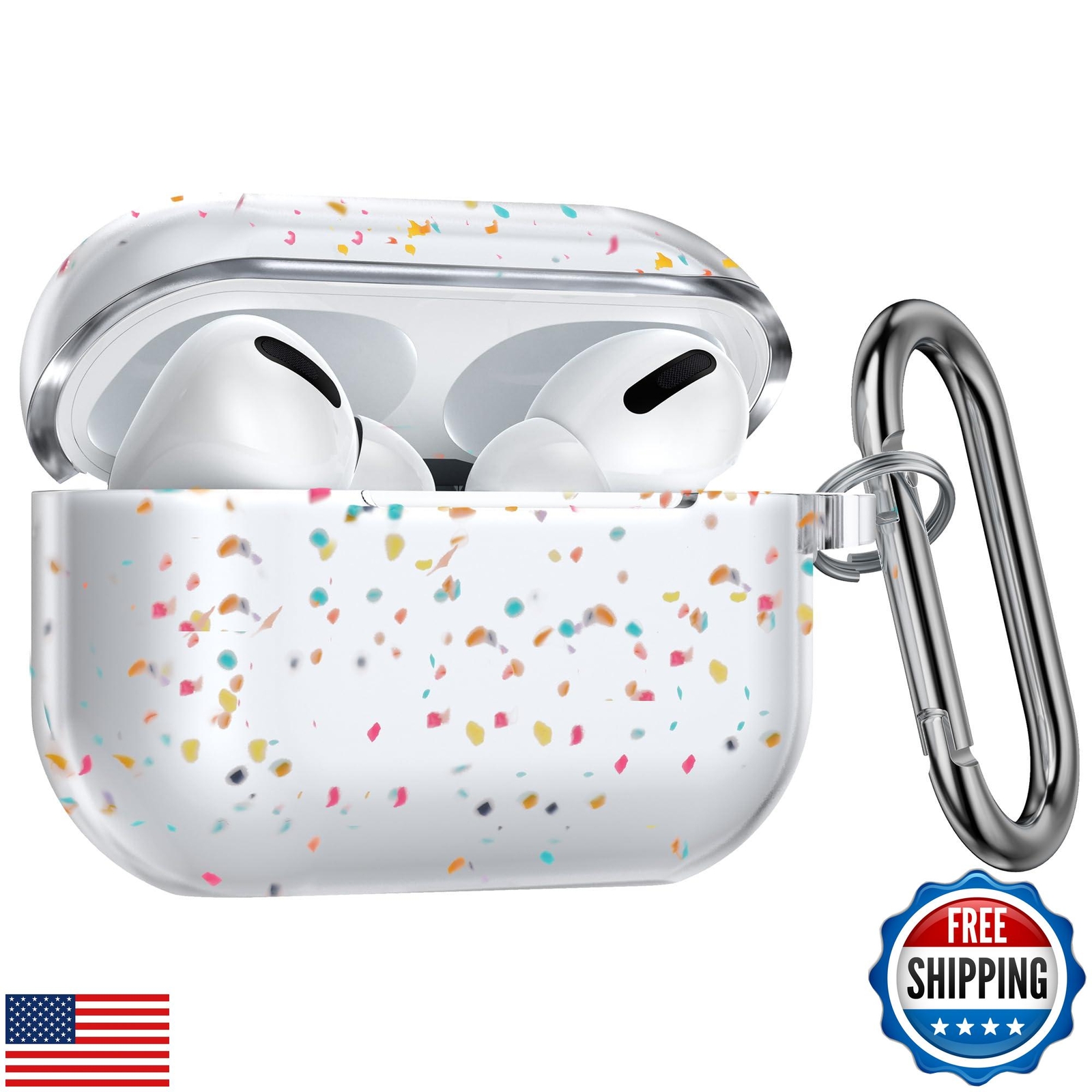 W-RARA AirPods Pro 2 Case Confetti Flakes Soft Silicone Cover Protection-image