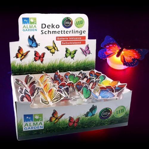 Bunte Leucht-Schmetterlinge I Paradiesische LED-Schmetterlinge I Geschenk Deko L - Bild 1 von 1