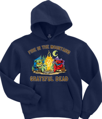 GRATEFUL DEAD-FIRE IN THE MOUNTAIN-BEARS-BERTHA-HOODIE-pockets M,L,XL,2X Garcia