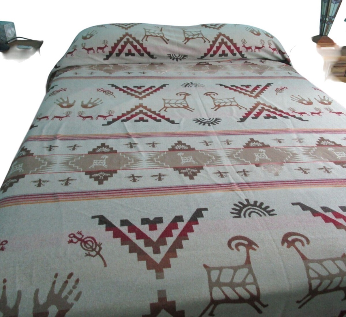 Vintage Pendleton Wool Bedspread King Rock Art Petroglyph Earth