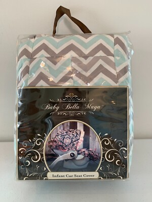 Baby Bella Maya Infant Car Seat Cover Canopy 1675 Geometric Look Blue Gray White