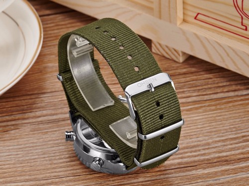 OHSEN Orologio Uomo LED Digitale Quarzo Dual Time Uomo Militare Nylon Orologi da Polso - Foto 7 di 27