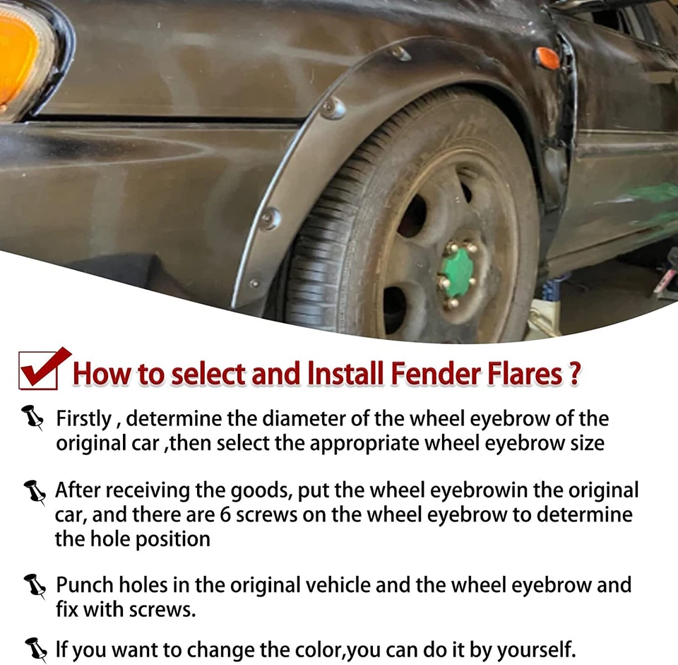 4PCS 900mm 4.5” Fender Flares Wide Body Kits Wheel Arches For Nissan Almera - Image 3 of 4