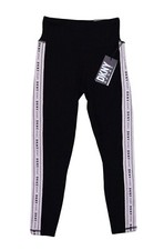 DKNY Sport Metallic Logo Print Side Stripe High Waist Women's Leggings XS NWT