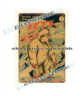 garden wall art MARX BATTERY OPERATED YETI THE ABOMINABLE SNOWMAN TOY tin sign