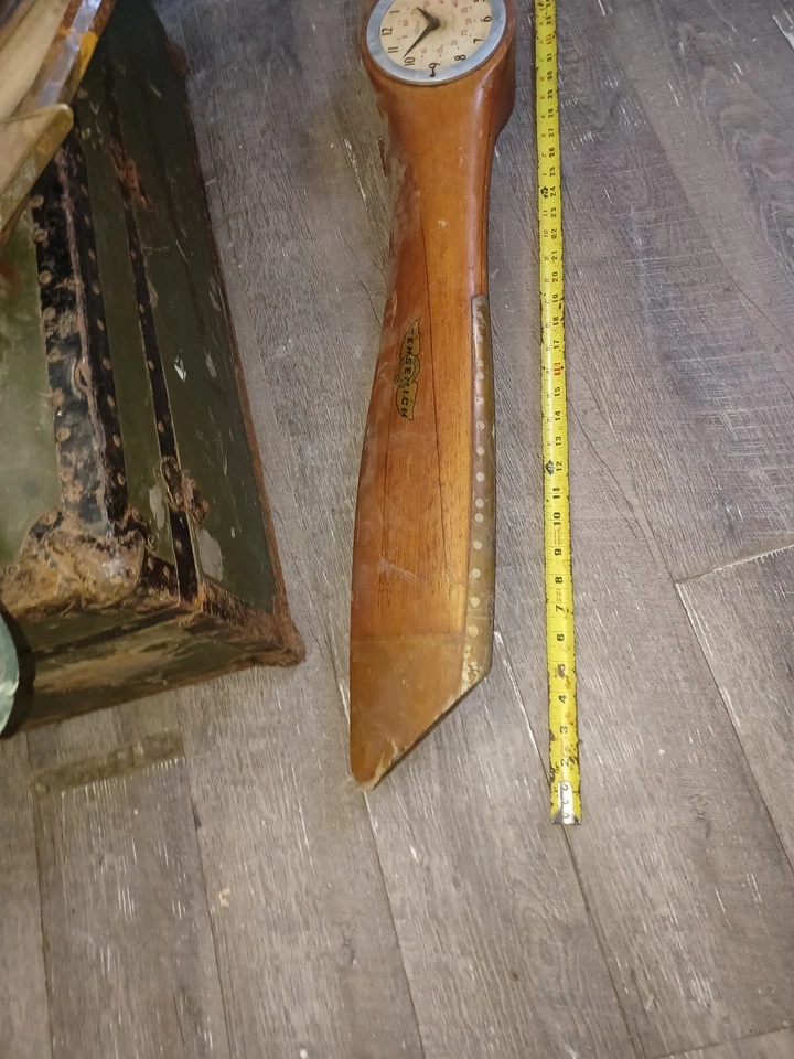 wooden sensenich propeller with mounted telechron clock - Image 2 of 4