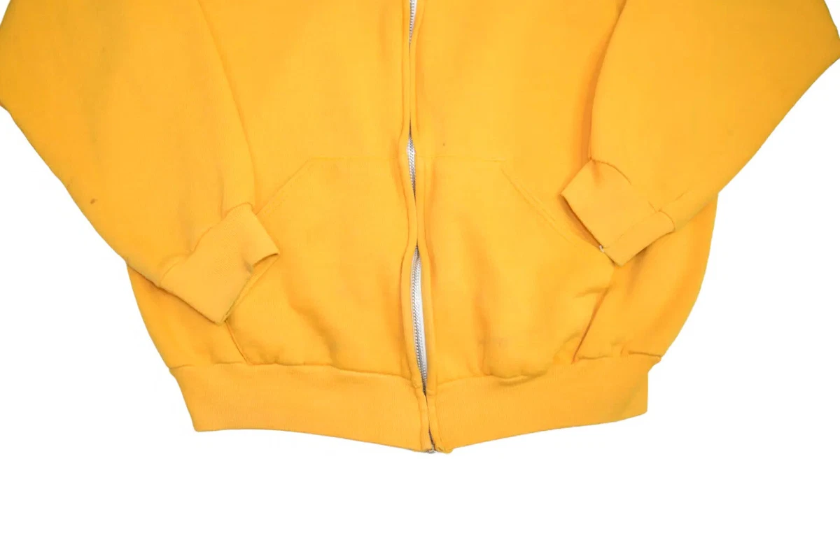 Vintage 1970s Russell Athletic Hoodie Mens M Yellow Full Zip Blank  Sweatshirt | eBay