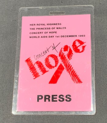 1993 CONCERT of HOPE - Press pass GEORGE MICHAEL PRINCESS DIANA