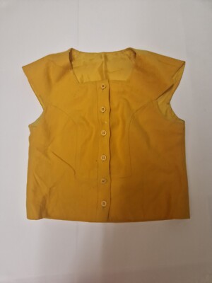 Vintage Yellow Wool Space Age 70s 80s Waistcoat Bowie Glam