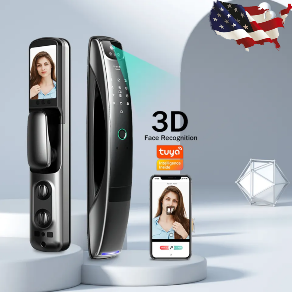 3D Smart Face Id Door Lock Security Monitor Camera Intelligent