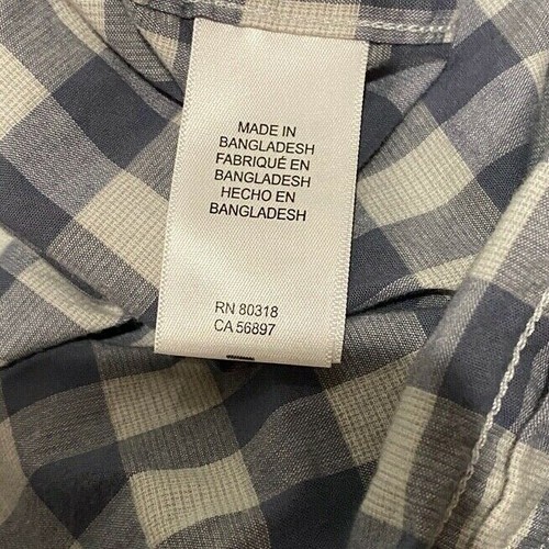 Lucky Brand Sat Elastizado Botones Mangas Cortas Azul Gris a Cuadros Para Hombre Talla Grande - Imagen 5 de 10