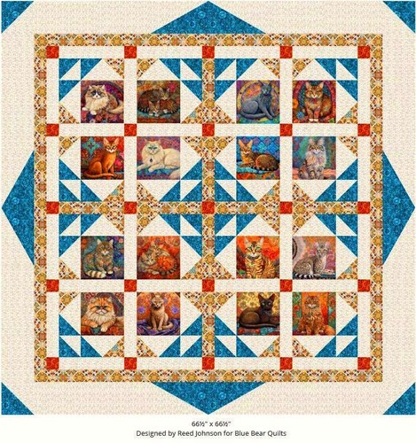 Quilting Treasures - Quilt Room Kitties 36.5" Cat Picture Patch Panel - Cream - Picture 4 of 5