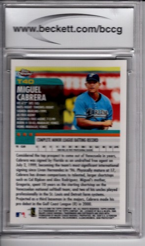 2000 Topps Chrome Traded Miguel Cabrera Rookie Card #T40 BGS BCCG Mint - Picture 2 of 2