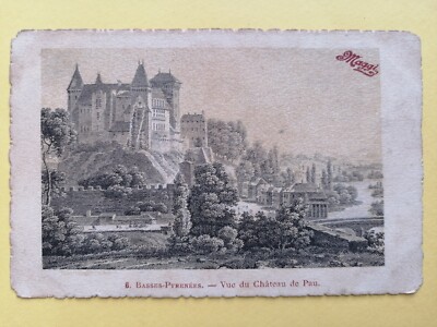 Old postcard Fortier & Marotte, Paris engraving PYRENEES 64 - VIEW of the CHÂTEAU de PAU castle