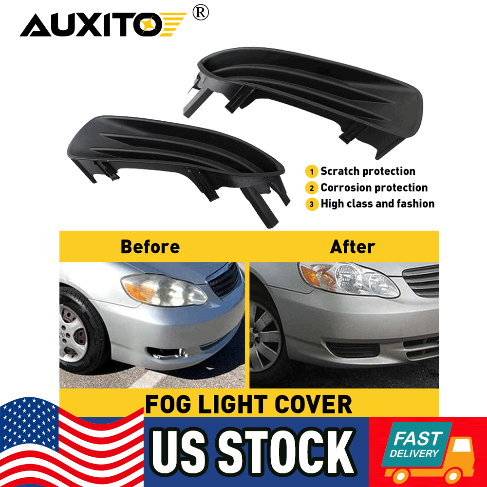 2003-2004 Toyota Corolla Pair Fog Lights Bumper Cover Inserts Left Right