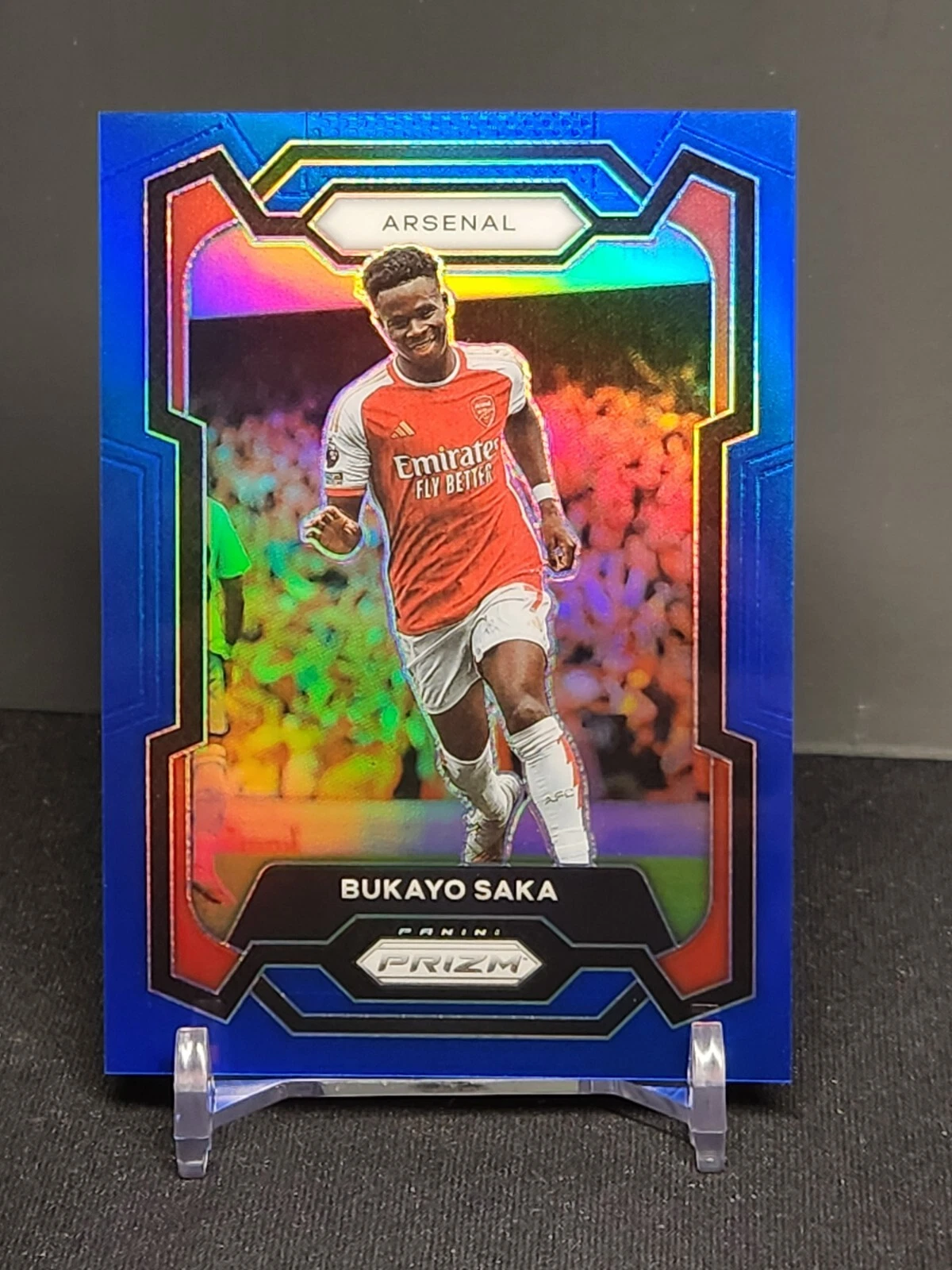 2023-24 Prizm EPL Bukayo Saka Blue Prizm #'d 49/299 Arsenal