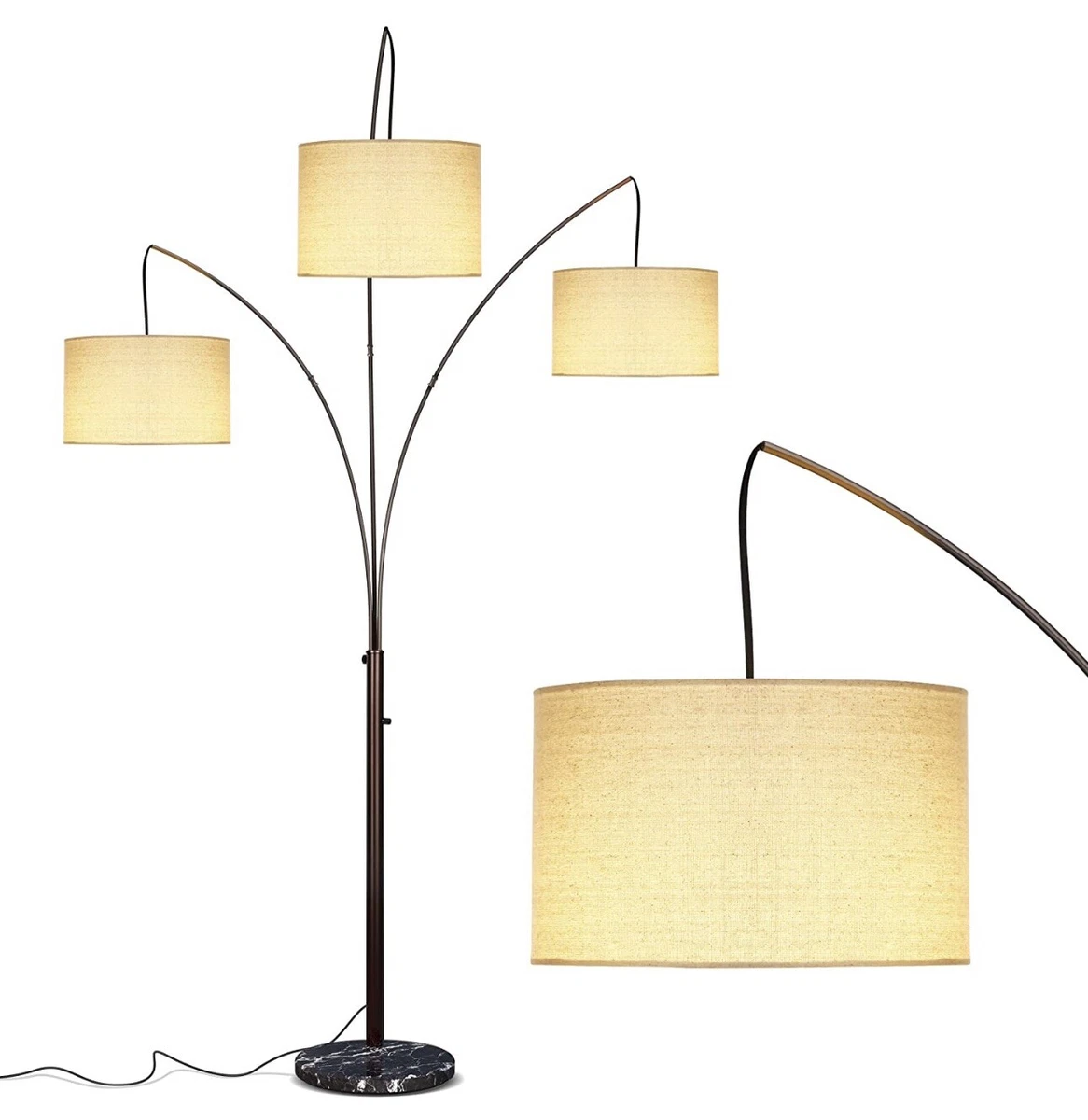 Brightech Trilage Bronze 3 Light Multi Head Adjustable Arms 74 Tall Floor Lamp