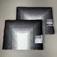 BETTER HOMES GARDEN 2 PACK Cotton Reversible Bath Rug 20X30" Ombre Grey