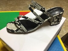 Women’s “Nine West” Mace Strappy Dress Sandals, Size 8.5M, Snake Print Taupe Mul