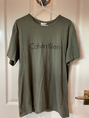 Mens Khaki Calvin Klein Tshirt Size Medium UK